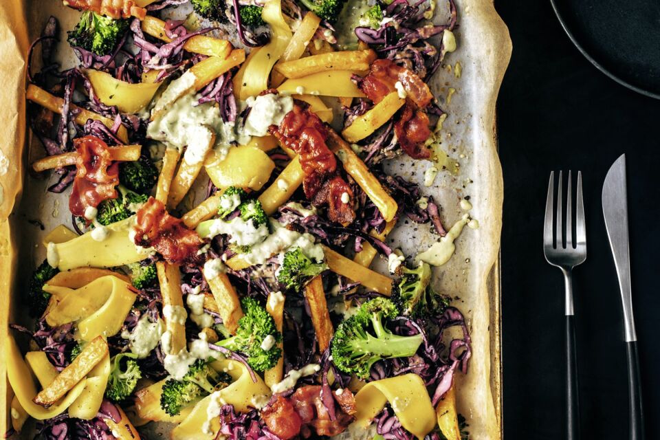 Kartoffel-Brokkoli-Salat mit Bacon und Mango