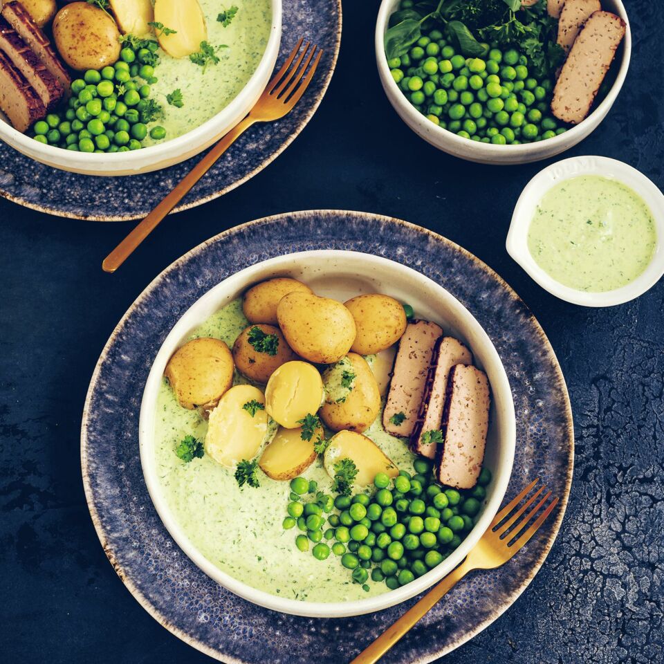 Kartoffeln mit Erbsen und Kräutersauce Rezept | Küchengötter Kartoffeln mit Erbsen und Kräutersauce Rezept | Küchengötter