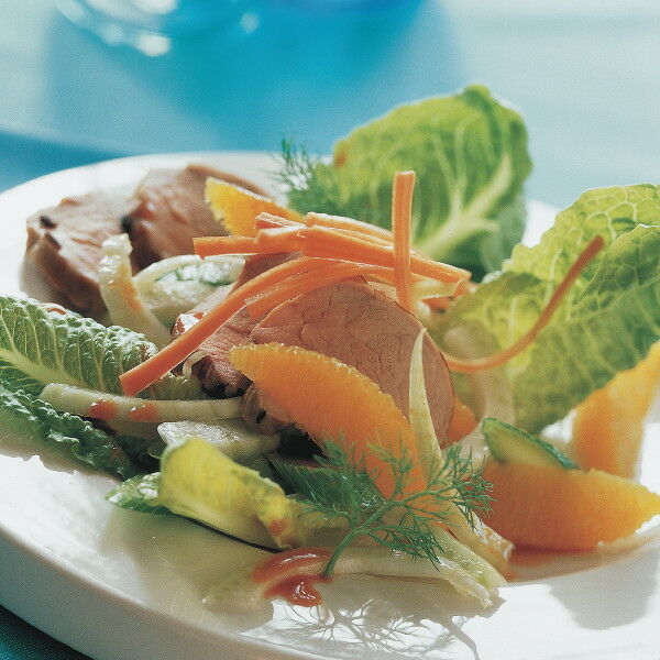 Römer-Fenchel-Salat mit Orangen und Schweinefilet Rezept | Küchengötter