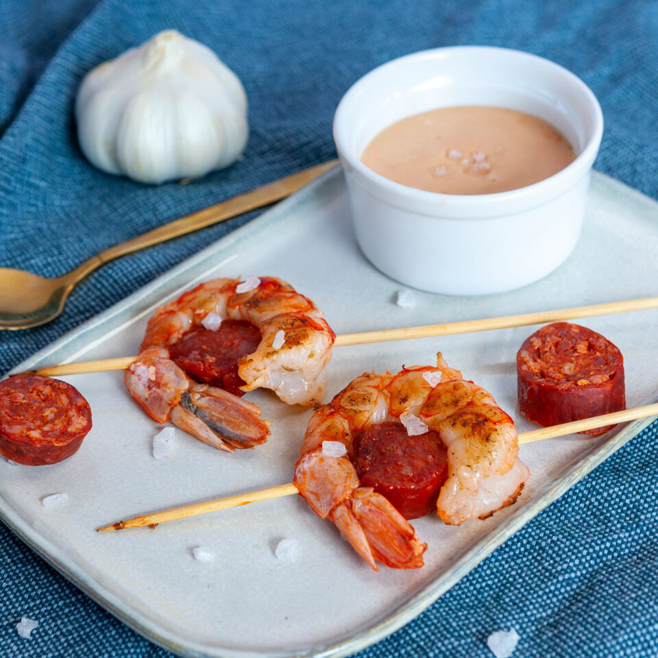 Garnelen-Spieße mit Chorizo vom Grill Rezept | Küchengötter