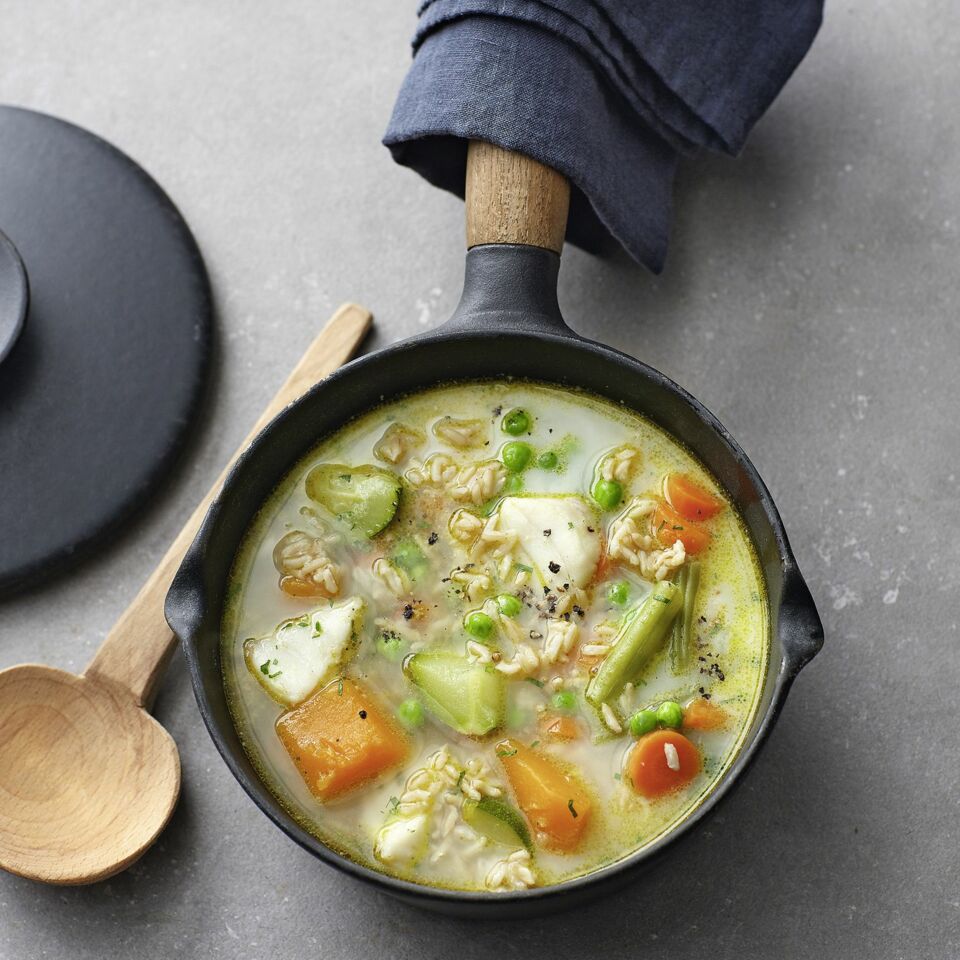 Kürbis-Fisch-Topf mit Natur-Reis Rezept | Küchengötter Kürbis-Fisch-Topf mit Natur-Reis Rezept | Küchengötter