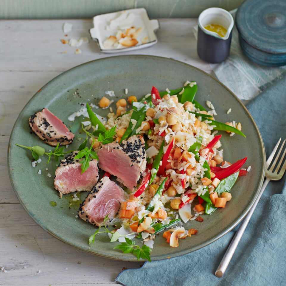 Kichererbsen-Reis-Salat mit Thunfisch Rezept | Küchengötter Kichererbsen-Reis-Salat mit Thunfisch Rezept | Küchengötter