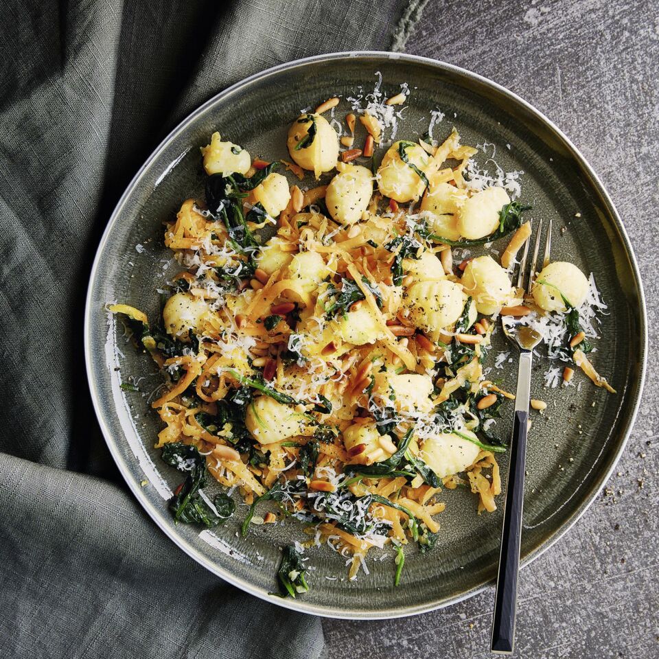 Kartoffelgnocchi mit Kürbis und Spinat Rezept | Küchengötter
