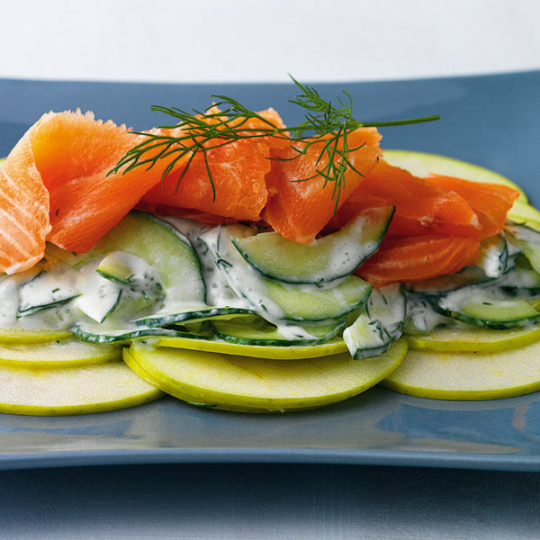 Apfel-Gurken-Salat mit Räucherlachs Rezept | Küchengötter Apfel-Gurken-Salat mit Räucherlachs Rezept | Küchengötter