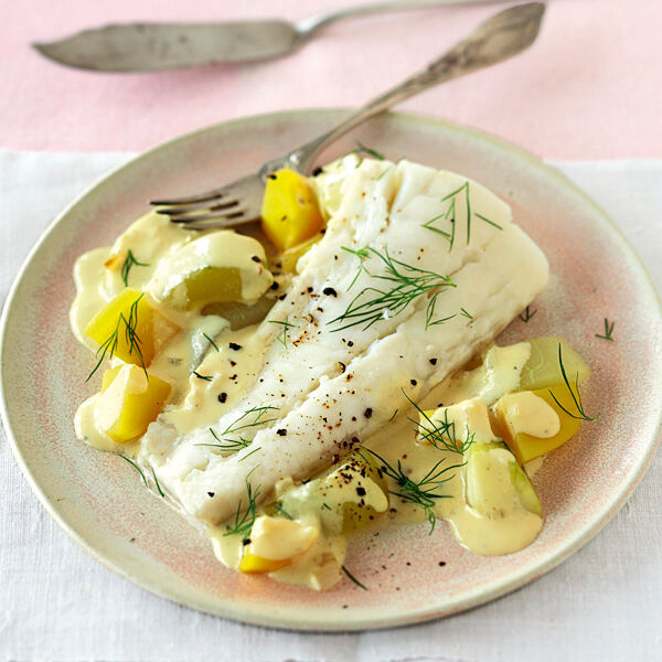 Schmorgurken-Kartoffel-Gemüse mit Kabeljau Rezept | Küchengötter Schmorgurken-Kartoffel-Gemüse mit Kabeljau Rezept | Küchengötter