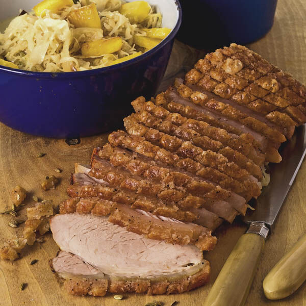 Senfkrustenbraten mit Ananaskraut