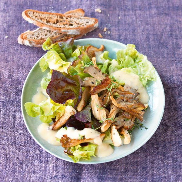 Eichblattsalat mit Austernpilzen Rezept | Küchengötter
