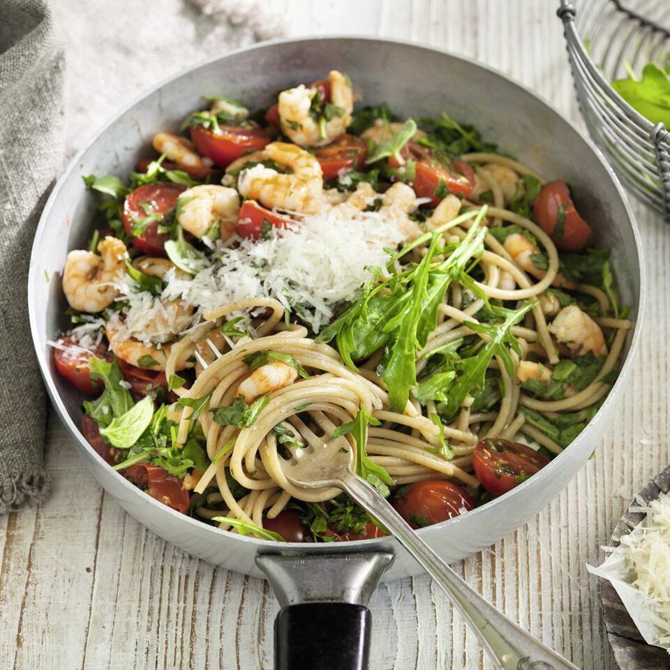 Spaghetti mit Shrimps Rezept (Low Carb) | Küchengötter Spaghetti mit Shrimps Rezept (Low Carb) | Küchengötter