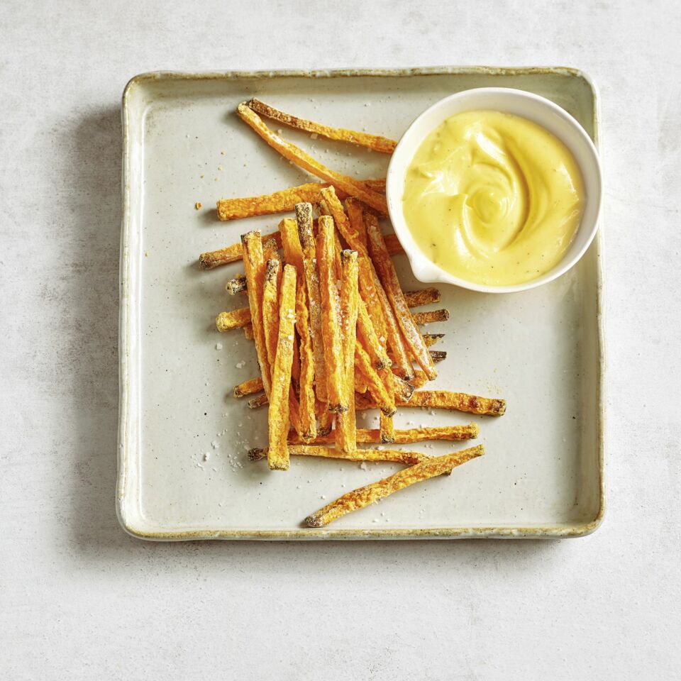 Kürbis-Fritten mit Chili-Mayo Rezept | Küchengötter