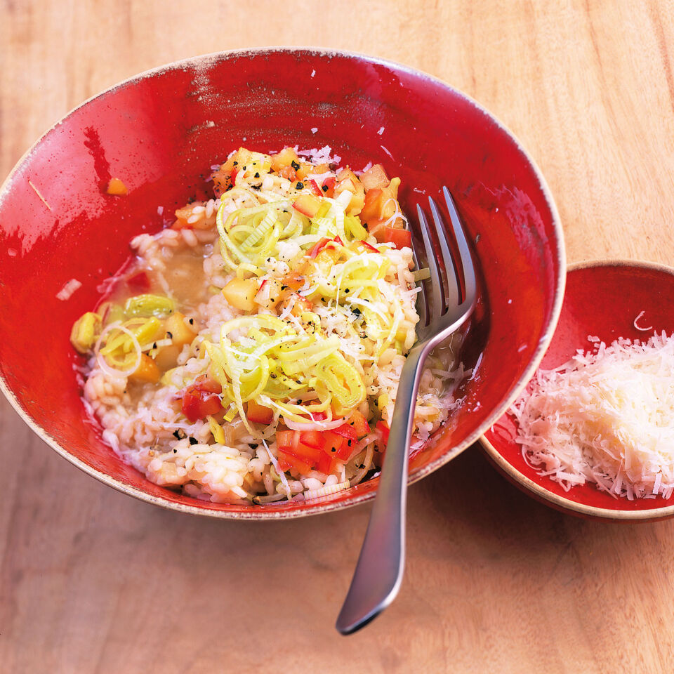 Lauch-Champagner-Risotto mit Äpfeln Rezept | Küchengötter Lauch-Champagner-Risotto mit Äpfeln Rezept | Küchengötter