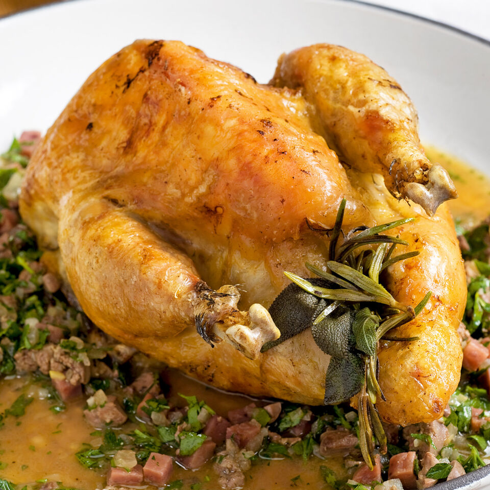 Perlhuhn mit würziger Sauce