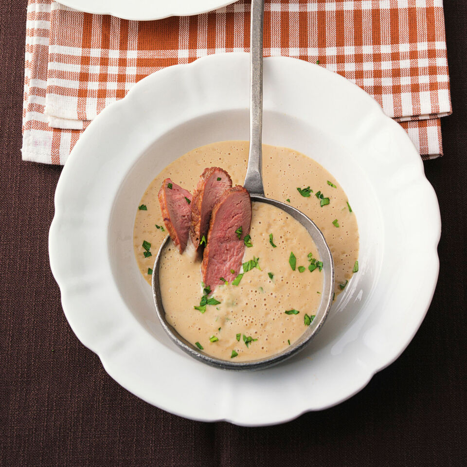 Maronensuppe mit Ente Rezept | Küchengötter
