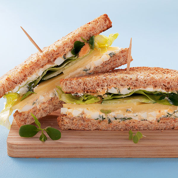 Eier-Käse-Sandwich mit Kresseschmand Rezept | Küchengötter Eier-Käse-Sandwich mit Kresseschmand Rezept | Küchengötter