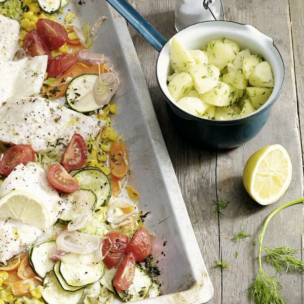 Zander im Gemüsebett mit Dillkartoffeln Rezept | Küchengötter Zander im Gemüsebett mit Dillkartoffeln Rezept | Küchengötter