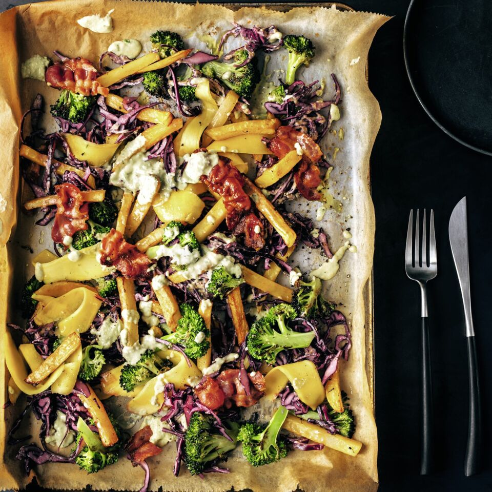 Kartoffel-Brokkoli-Salat mit Bacon und Mango