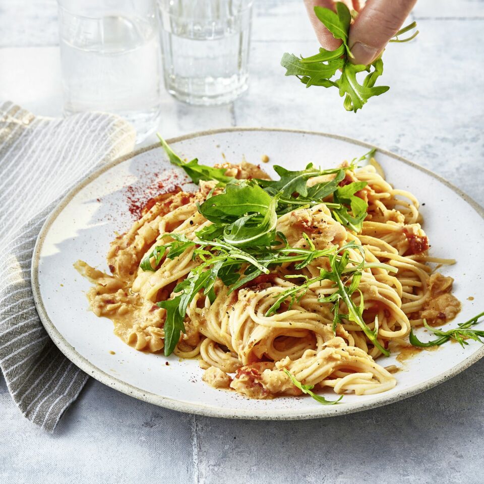 Spaghetti mit 
rauchiger Bohnencreme