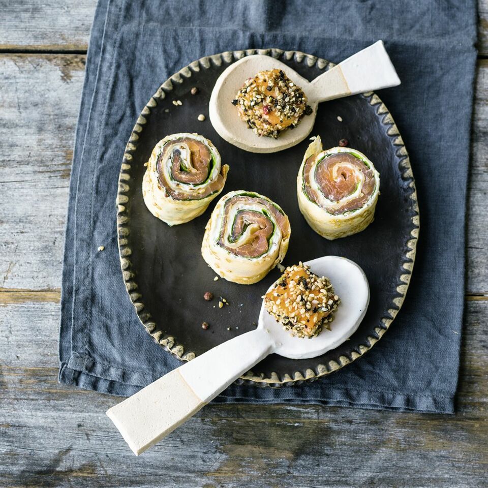 Lachspralinen Rezept & Lachsröllchen | Küchengötter