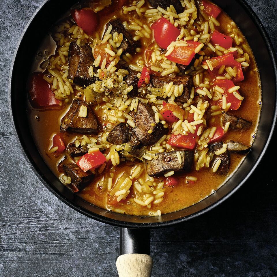 Leber-Gemüse-Eintopf mit Reis Rezept | Küchengötter