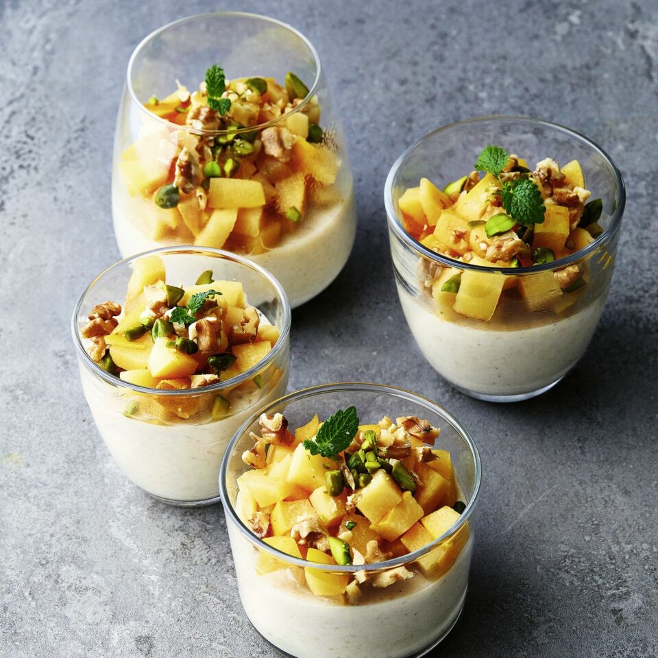 Hafercreme mit karamellisierten Quitten Rezept | Küchengötter Hafercreme mit karamellisierten Quitten Rezept | Küchengötter