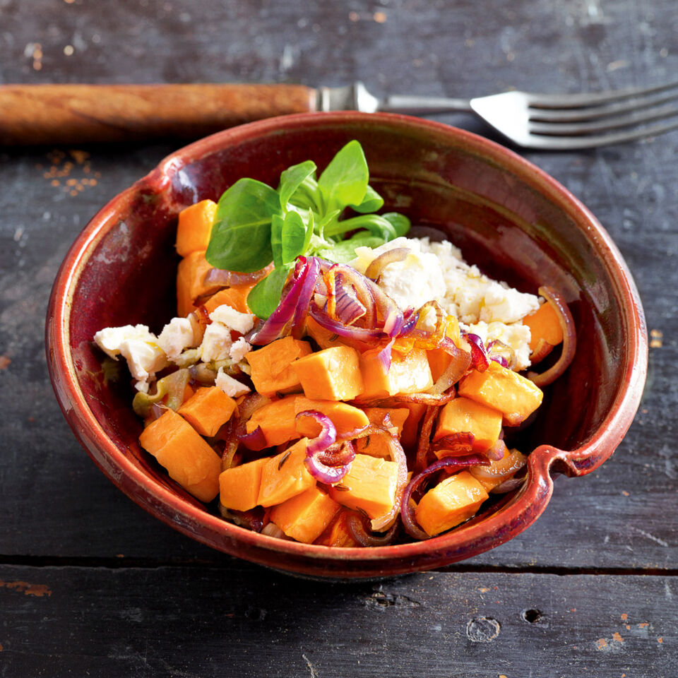 Gebackene Süßkartoffeln mit Schafskäse Rezept | Küchengötter Gebackene Süßkartoffeln mit Schafskäse Rezept | Küchengötter